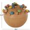 13" Brown Ceramic Round Wide Decorative Vase with Multicolor Mushroom Accents